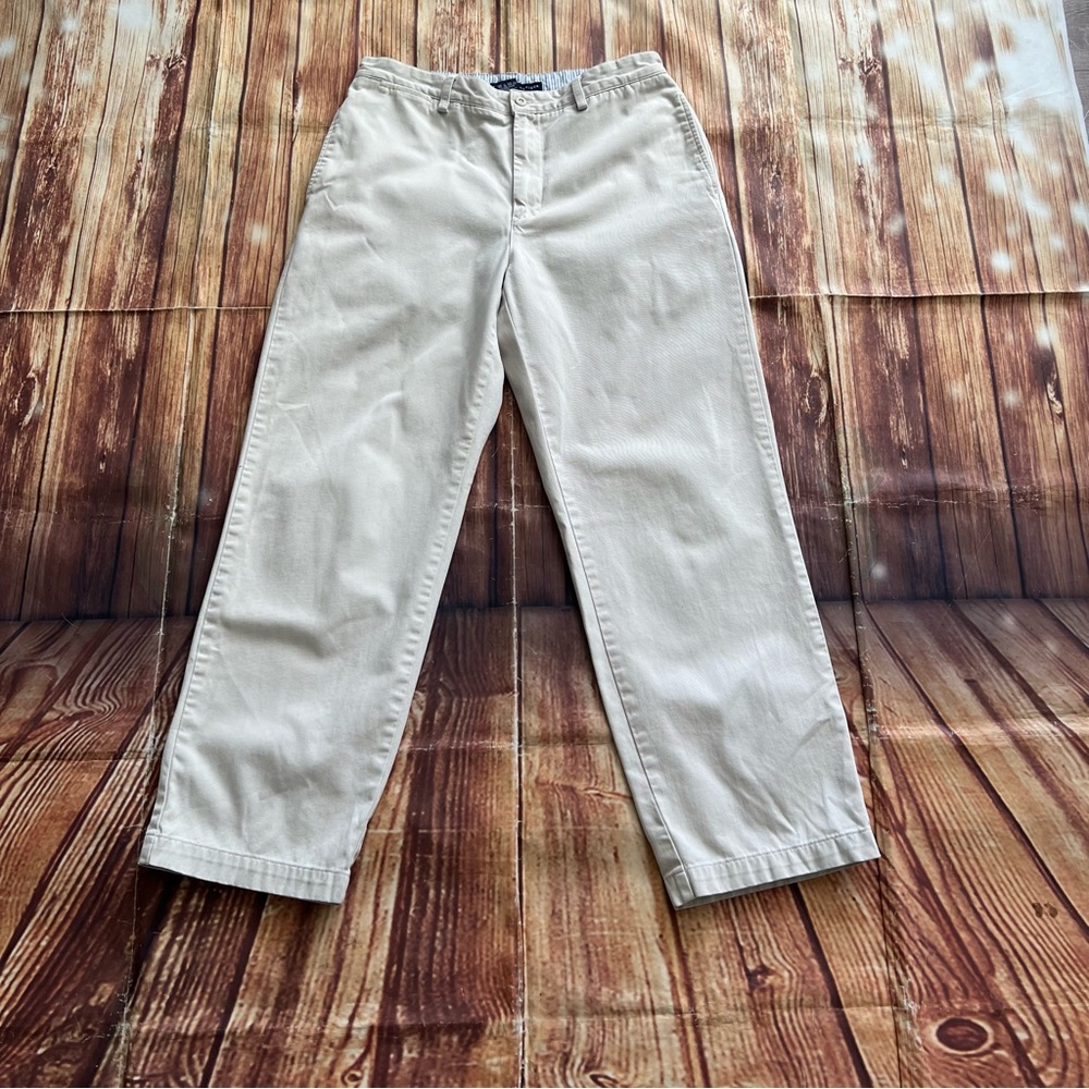 Tommy Hilfiger Women’s Straight Leg Beige Chino Flat Front Pants Size 34/30